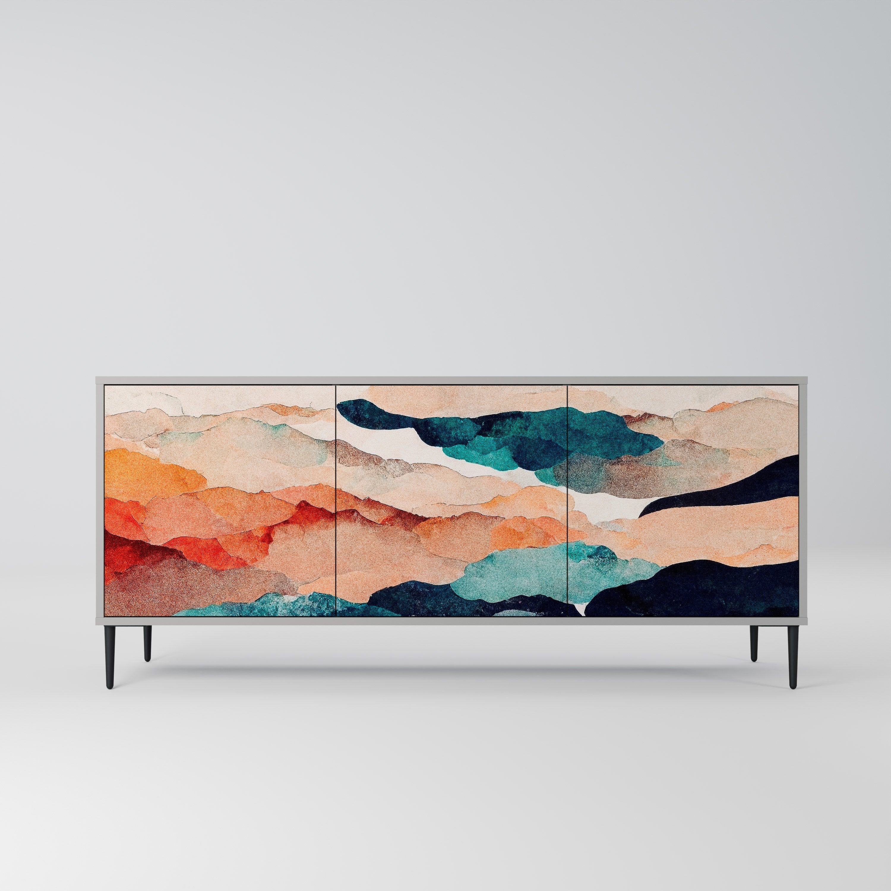 Μπουφές ABSTRACT LANDSCAPE με 3 πόρτες σε γκρι φινίρισμα