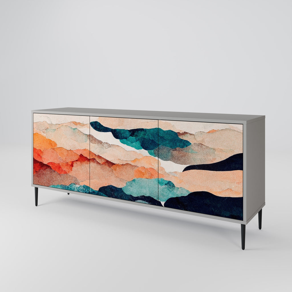 Μπουφές ABSTRACT LANDSCAPE με 3 πόρτες σε γκρι φινίρισμα