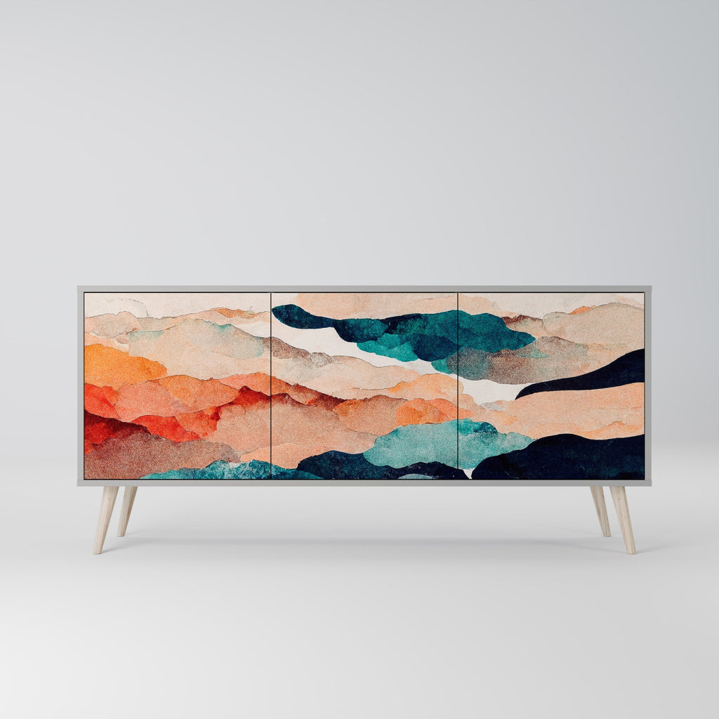 Μπουφές ABSTRACT LANDSCAPE με 3 πόρτες σε γκρι φινίρισμα