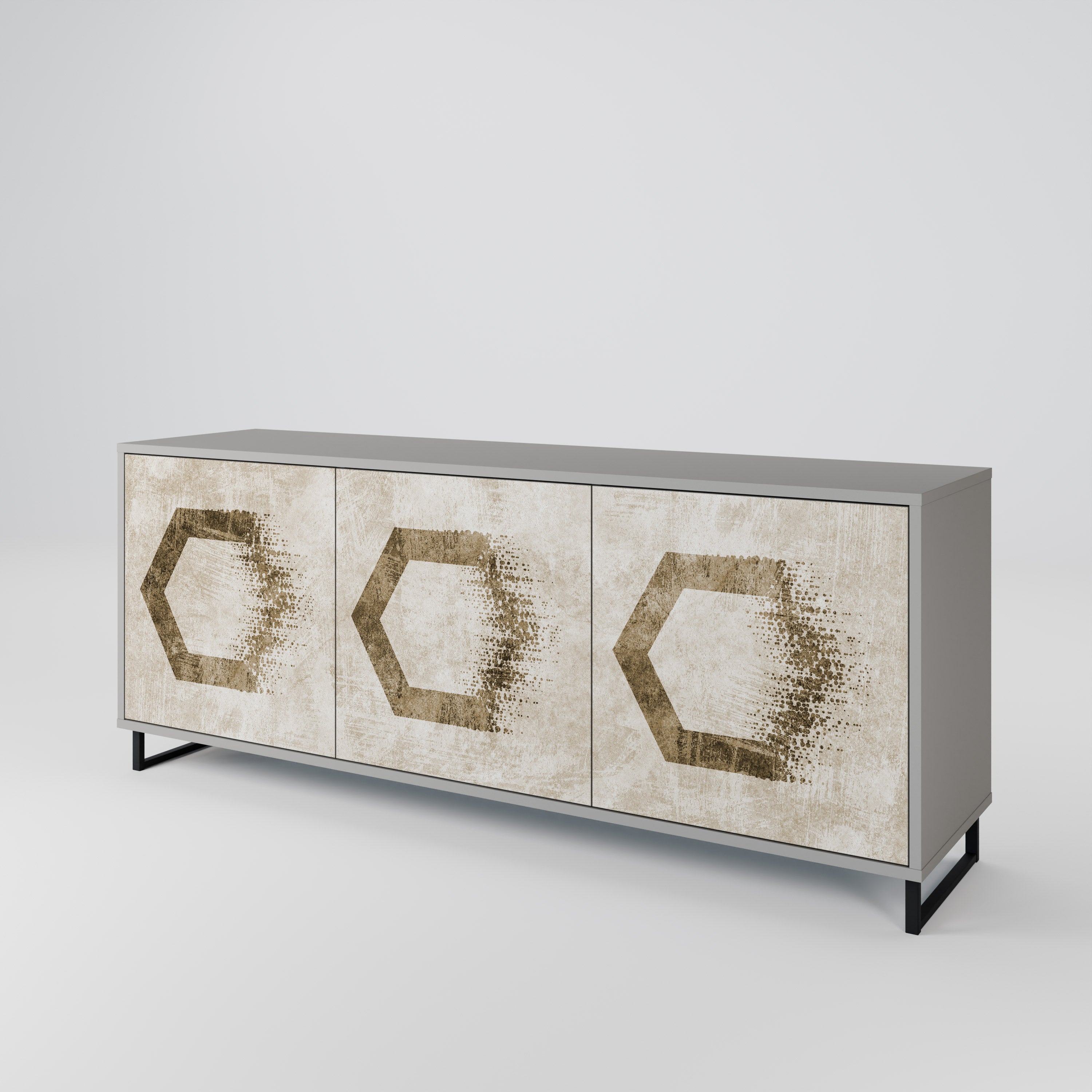 HEXAGONAL SHAPES 3-Door Sideboard