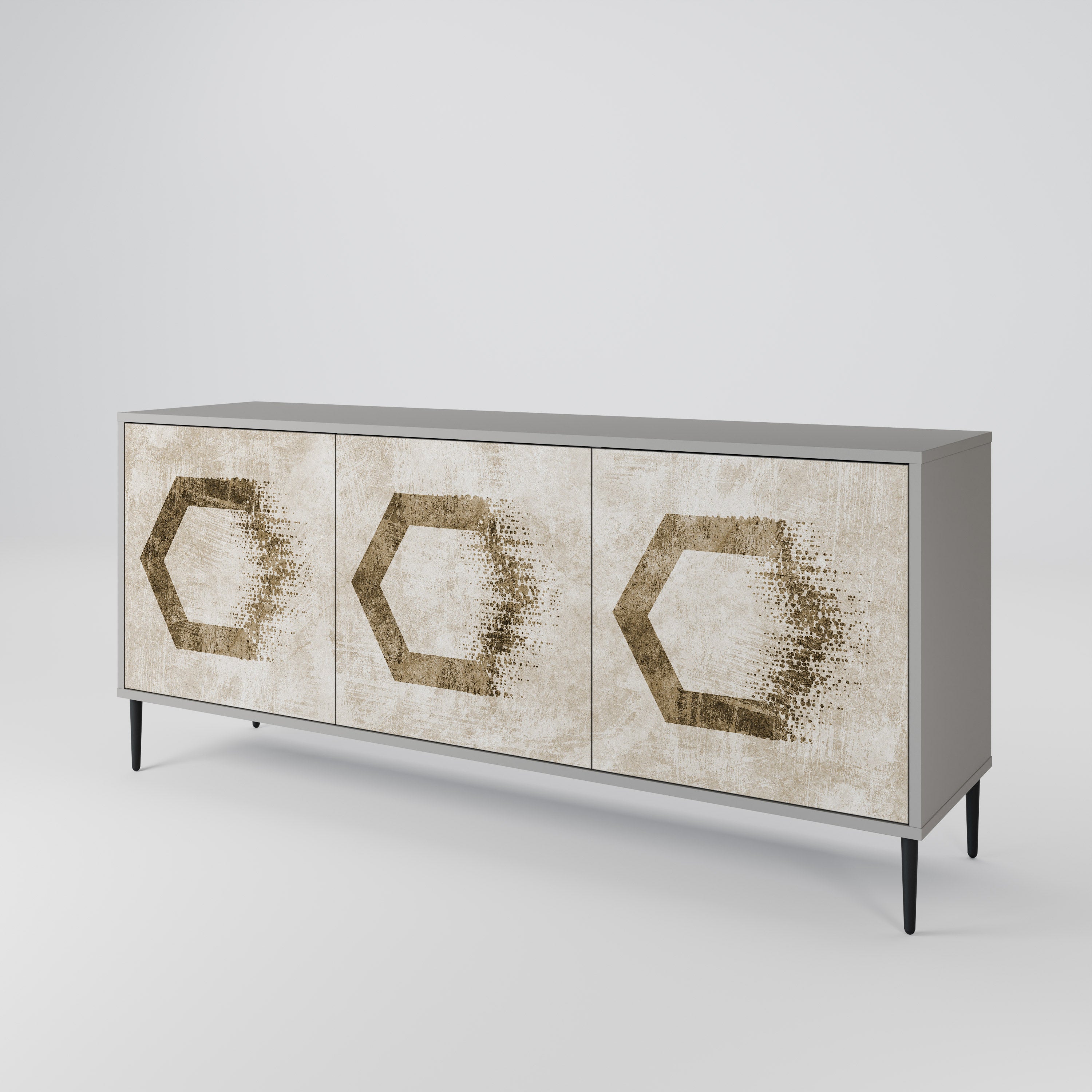 HEXAGONAL SHAPES 3-Door Sideboard