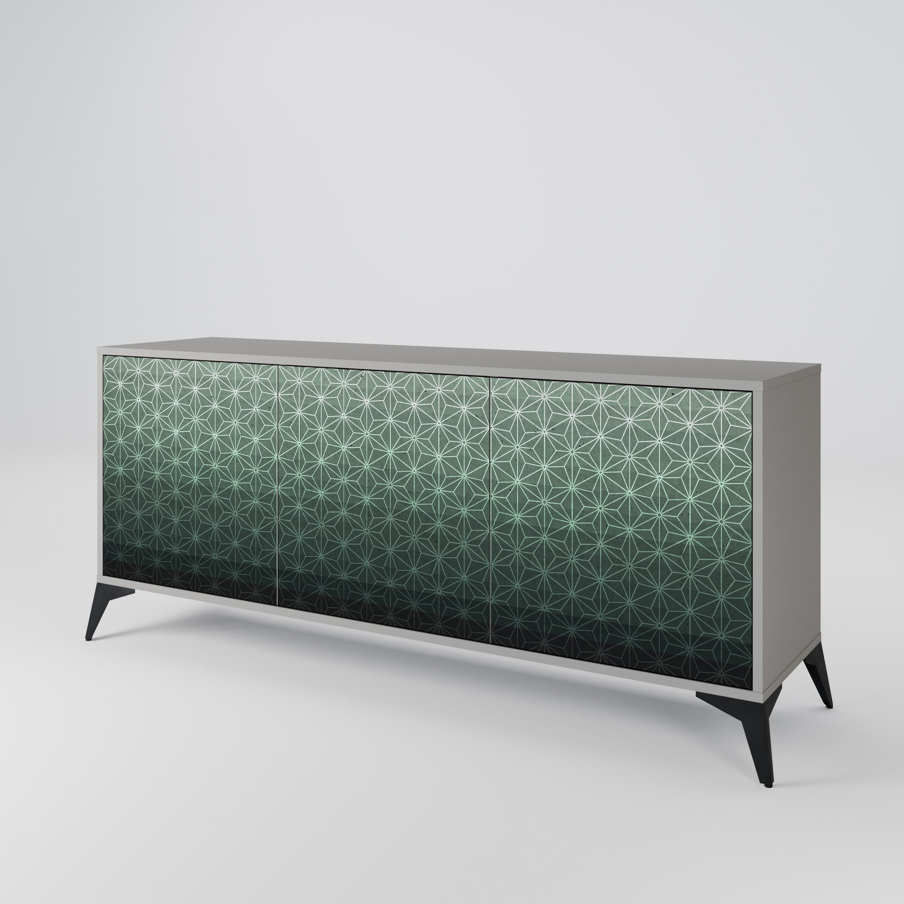 Μπουφές ORNAMENENTAL GLIMMER 3 θυρών σε γκρι φινίρισμα