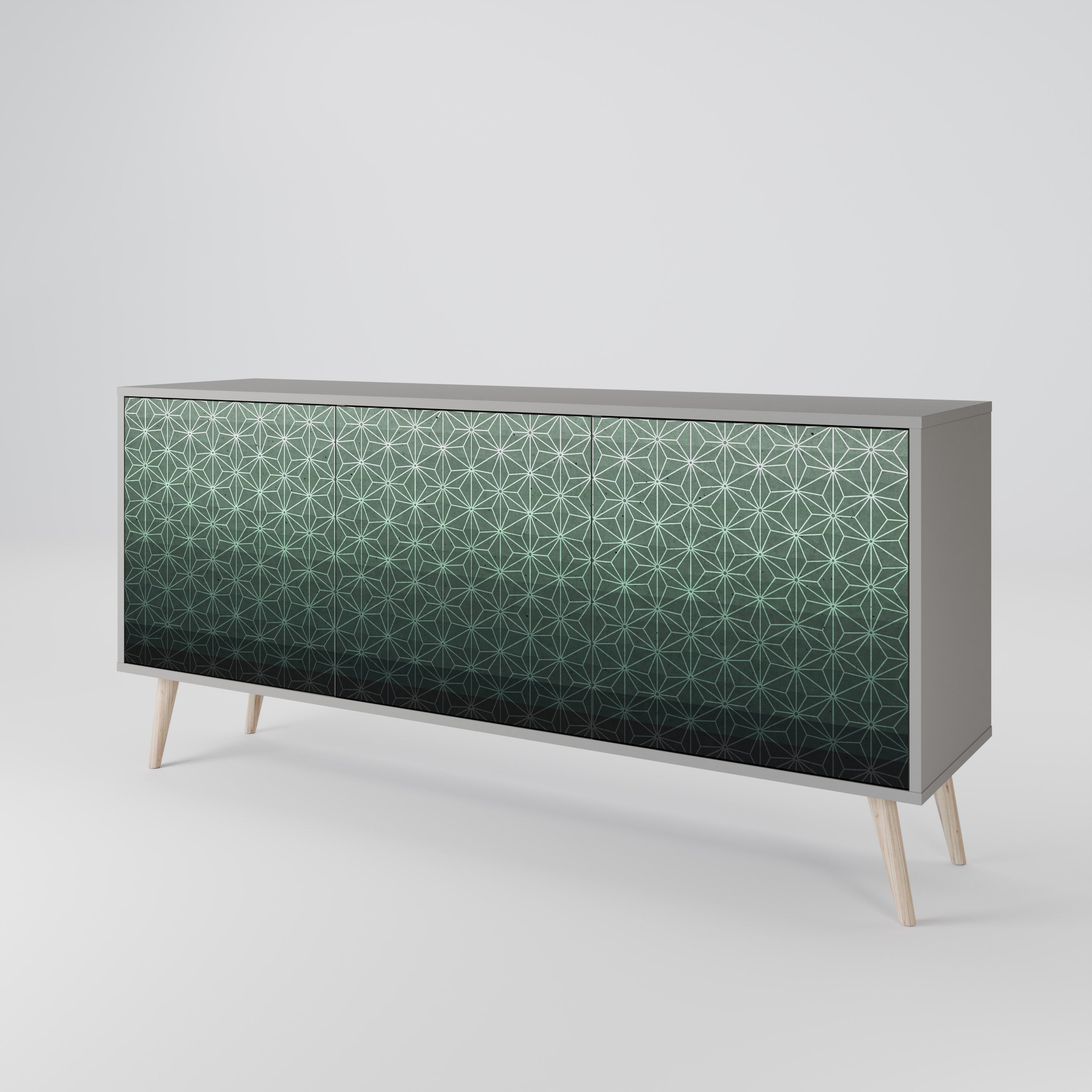Μπουφές ORNAMENENTAL GLIMMER 3 θυρών σε γκρι φινίρισμα