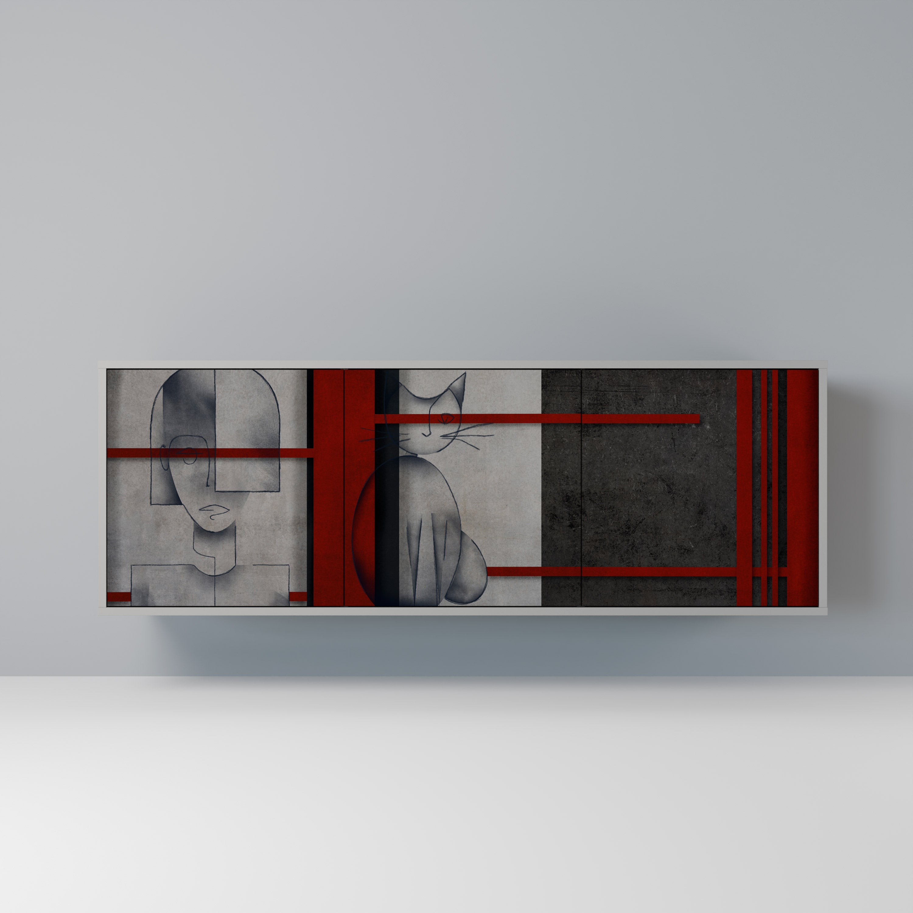 GRAY FIGURES Μπουφές με 3 πόρτες σε γκρι φινίρισμα