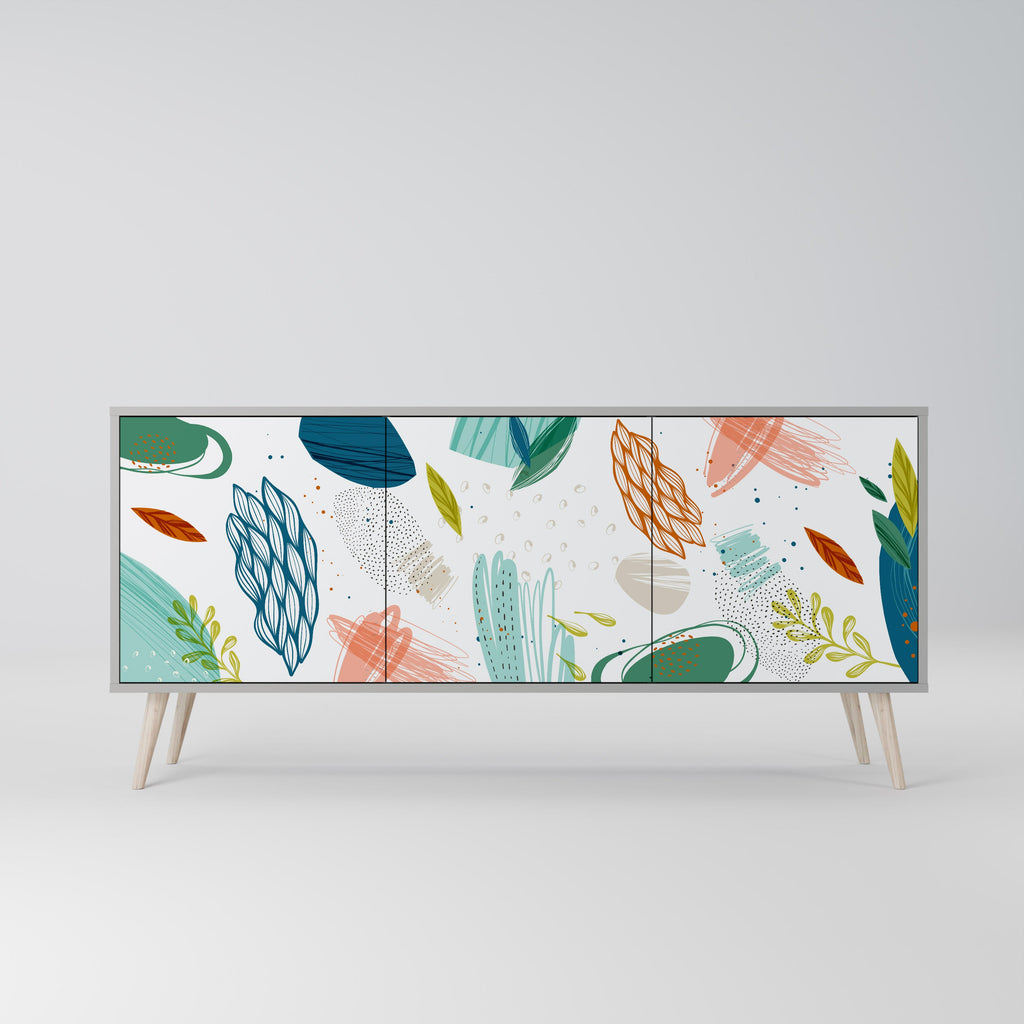 BOTANICAL HURRICANE 3-Door Sideboard in Grey Finish