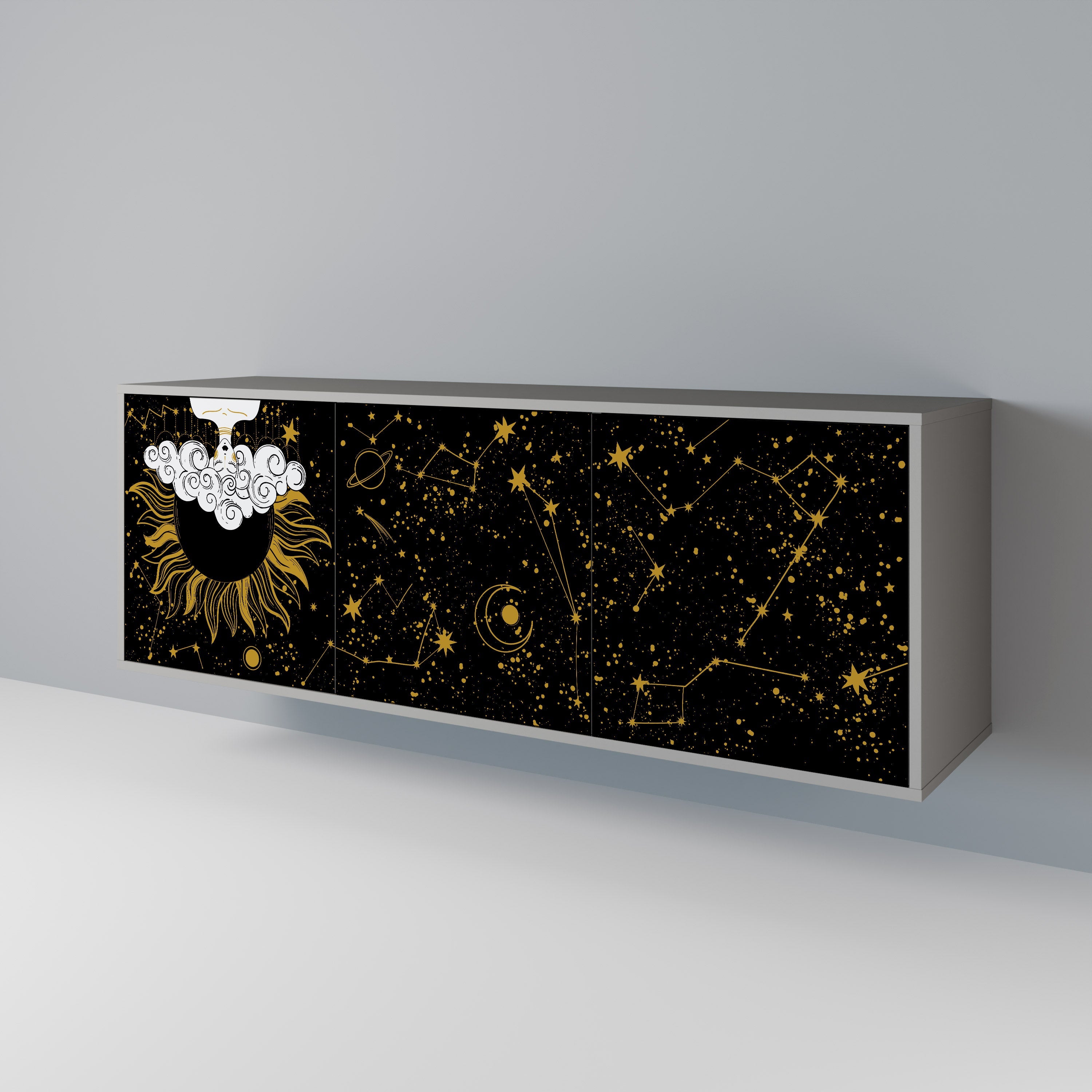 Μπουφές STELLAR CONSTELLATIONS με 3 πόρτες σε γκρι φινίρισμα