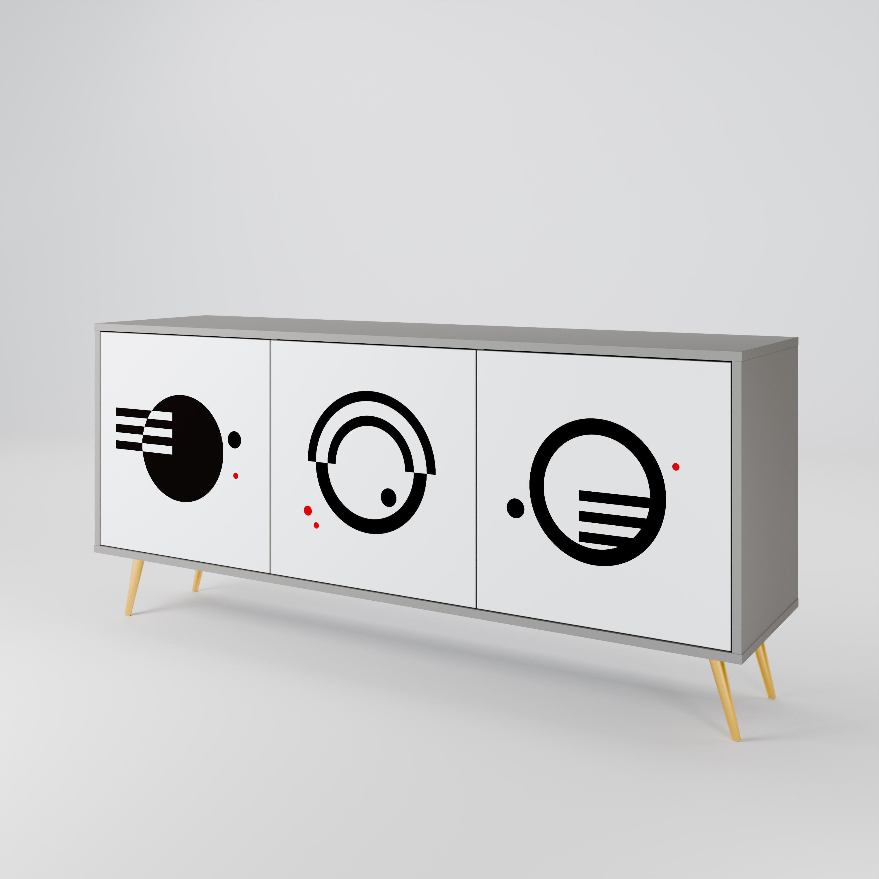 BLACK AND WHITE COMBINATION Μπουφές 3-θυρών