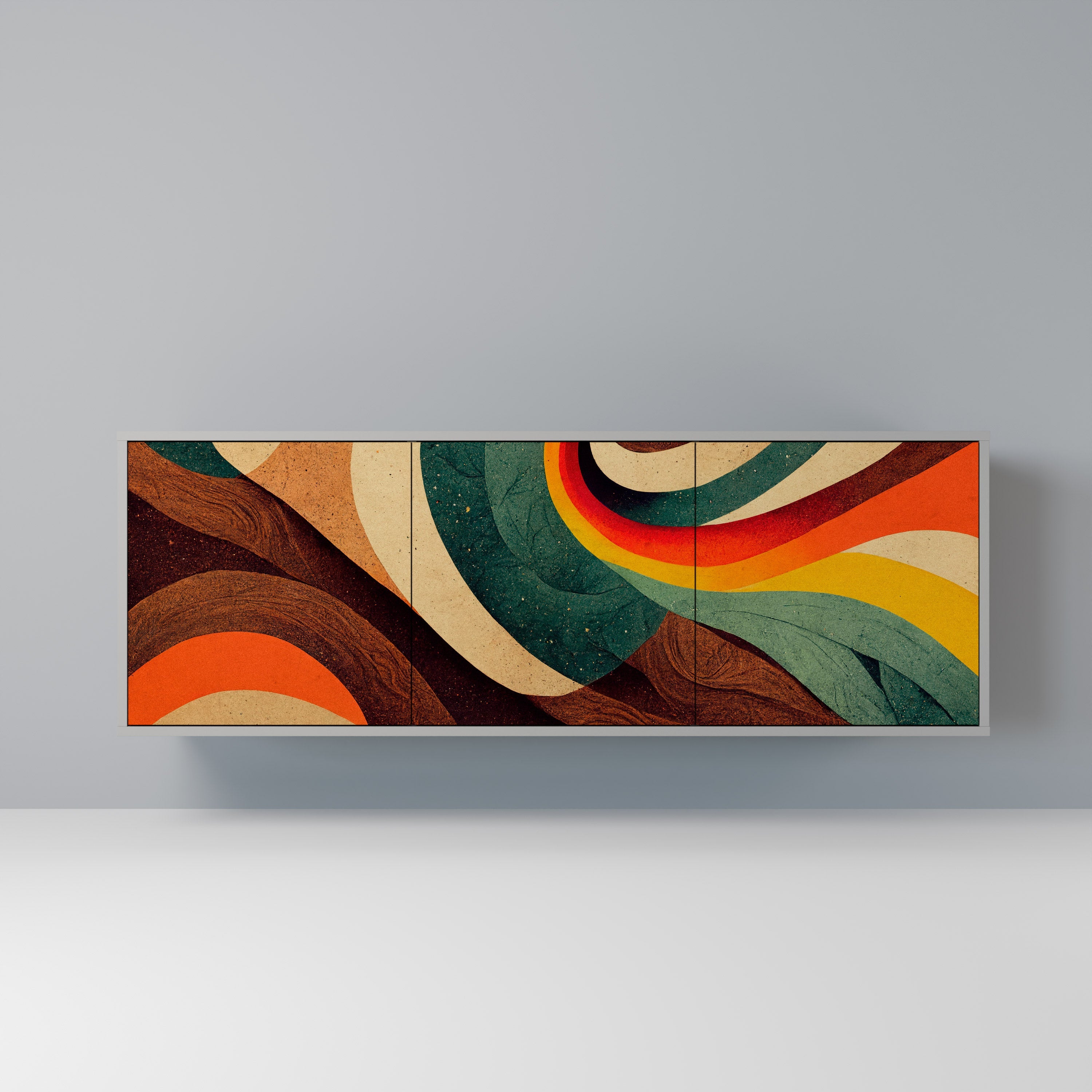 Μπουφές COLORFUL STRANDS με 3 πόρτες σε γκρι φινίρισμα