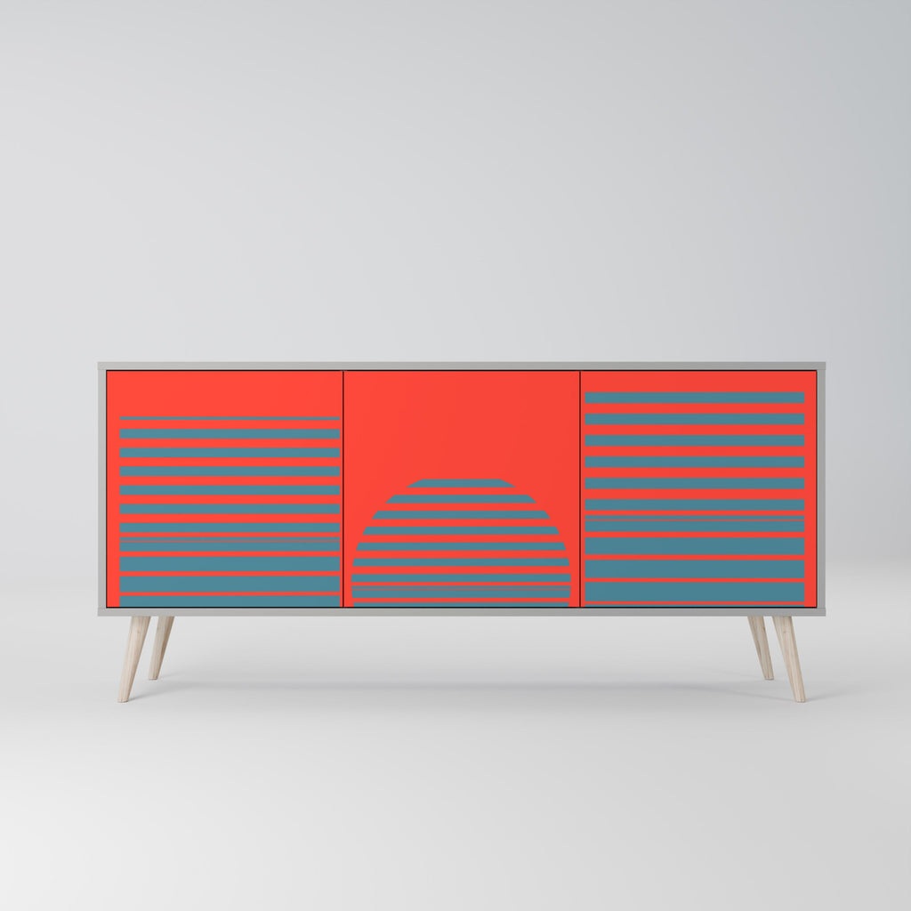 RISING GEOMETRY STARS 3-Door Sideboard in Grey Finish