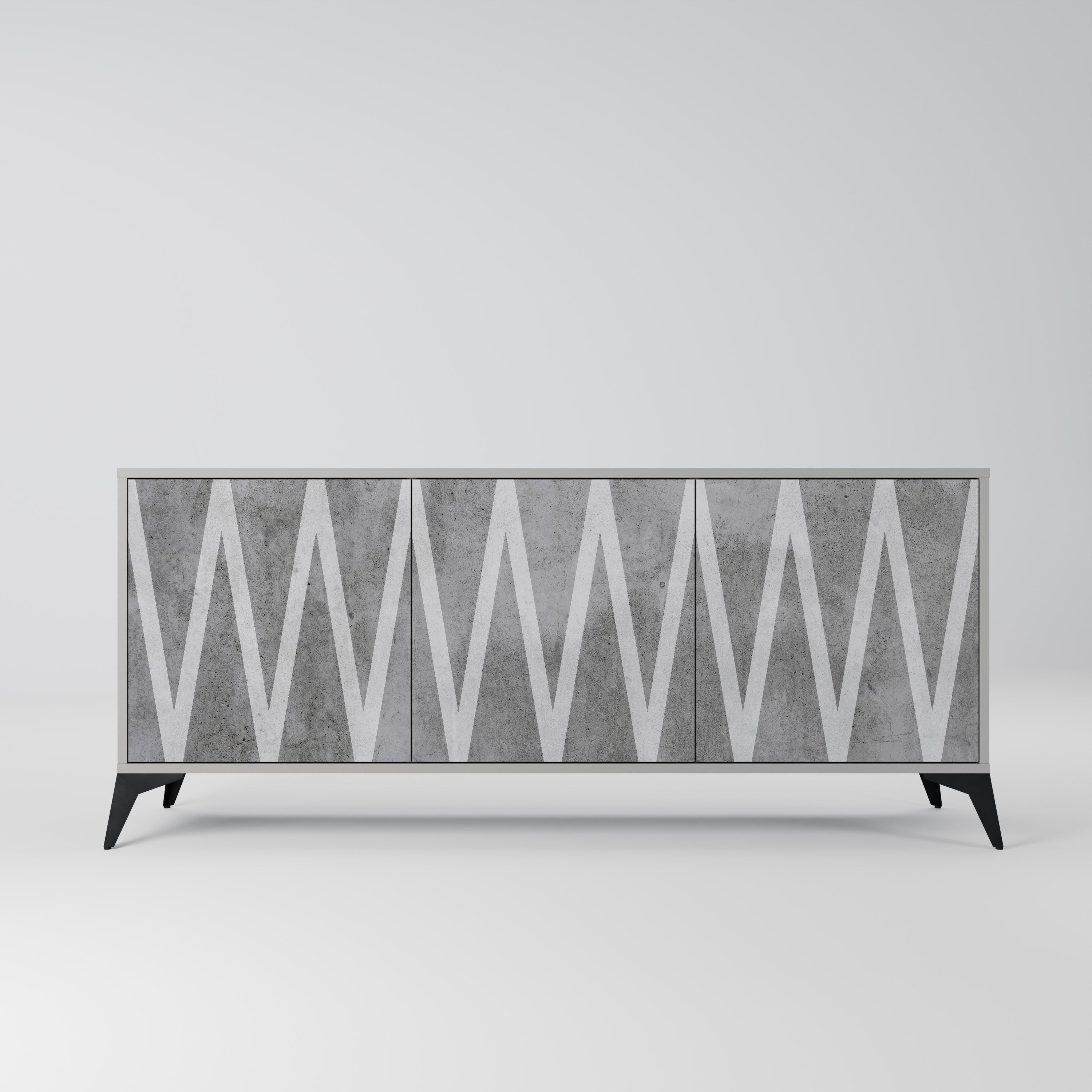 Μπουφές SOLID ZIG ZAG 3 πορτών σε γκρι φινίρισμα