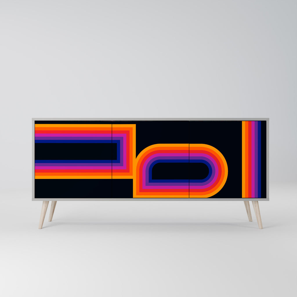 BLINDED BY THE LIGHTS 3-Door Sideboard in Grey Finish