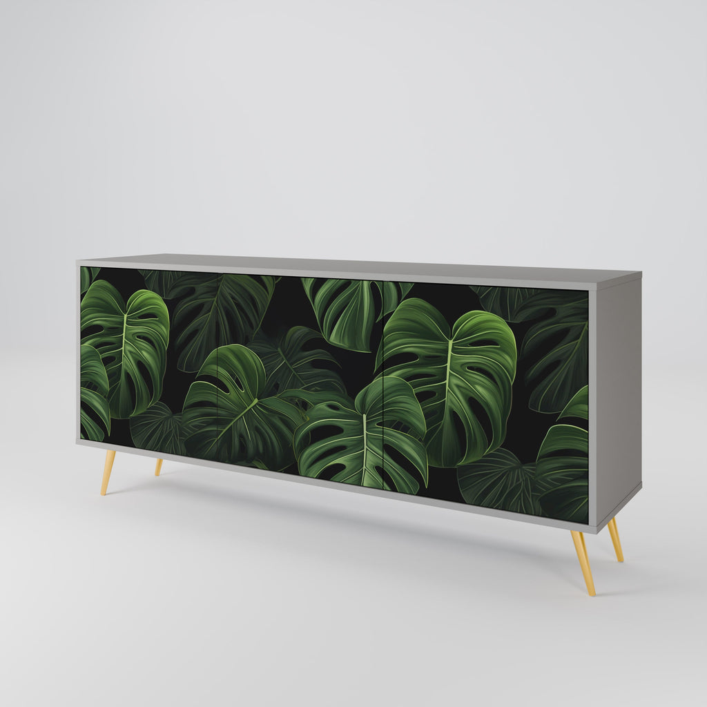 Μπουφές INFINITE MONSTERA με 3 πόρτες σε γκρι φινίρισμα