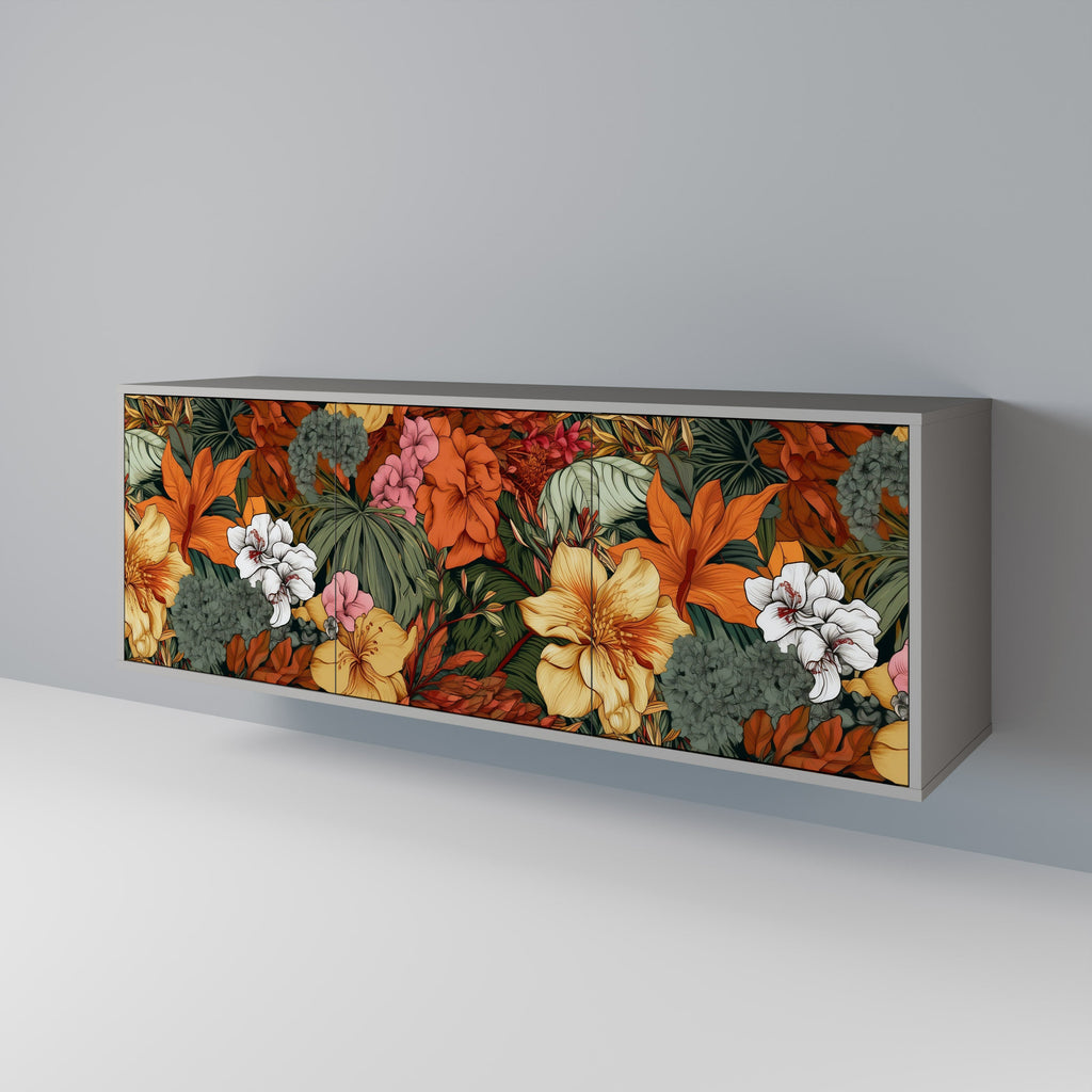 Μπουφές RADIANT FLORA με 3 πόρτες σε γκρι φινίρισμα