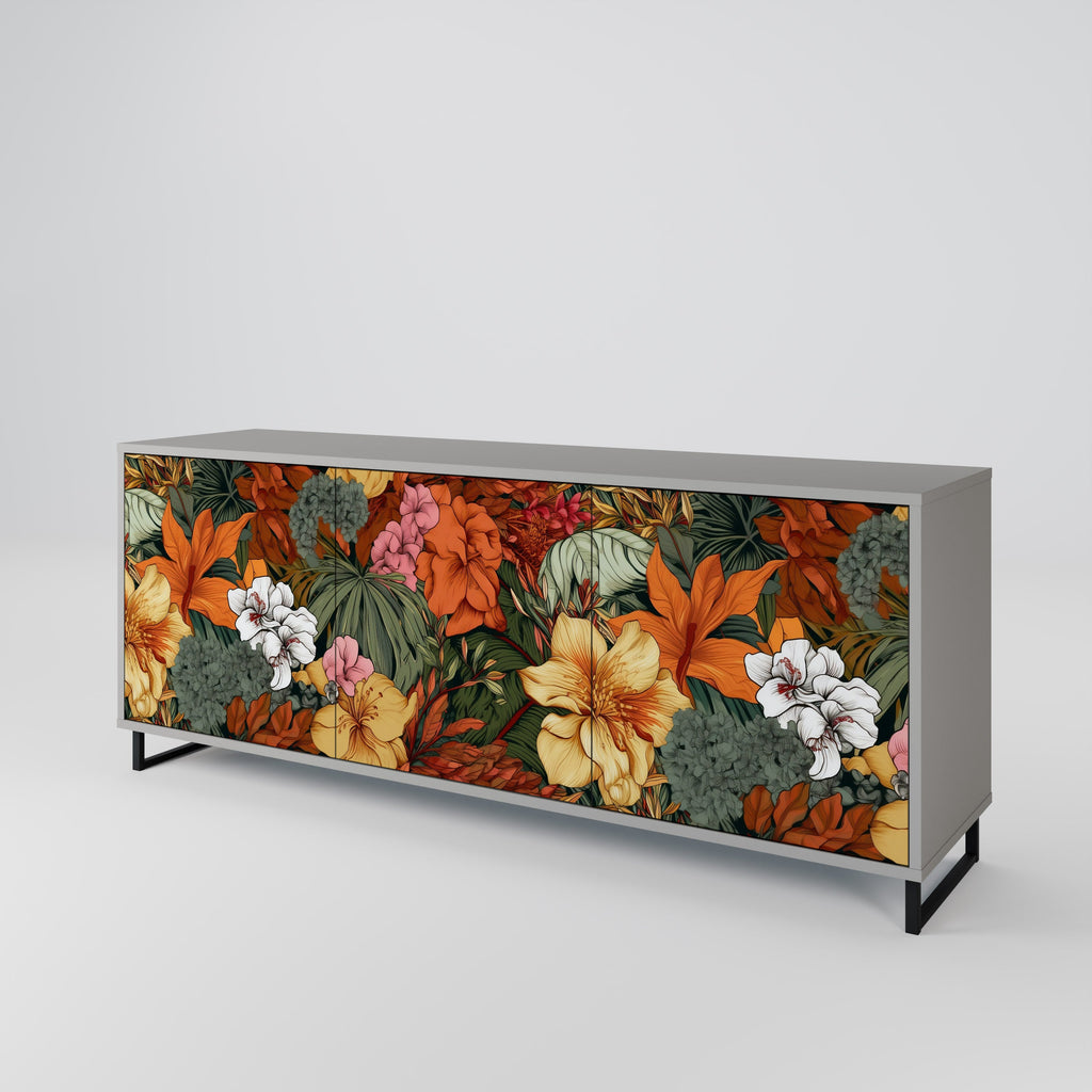 Μπουφές RADIANT FLORA με 3 πόρτες σε γκρι φινίρισμα