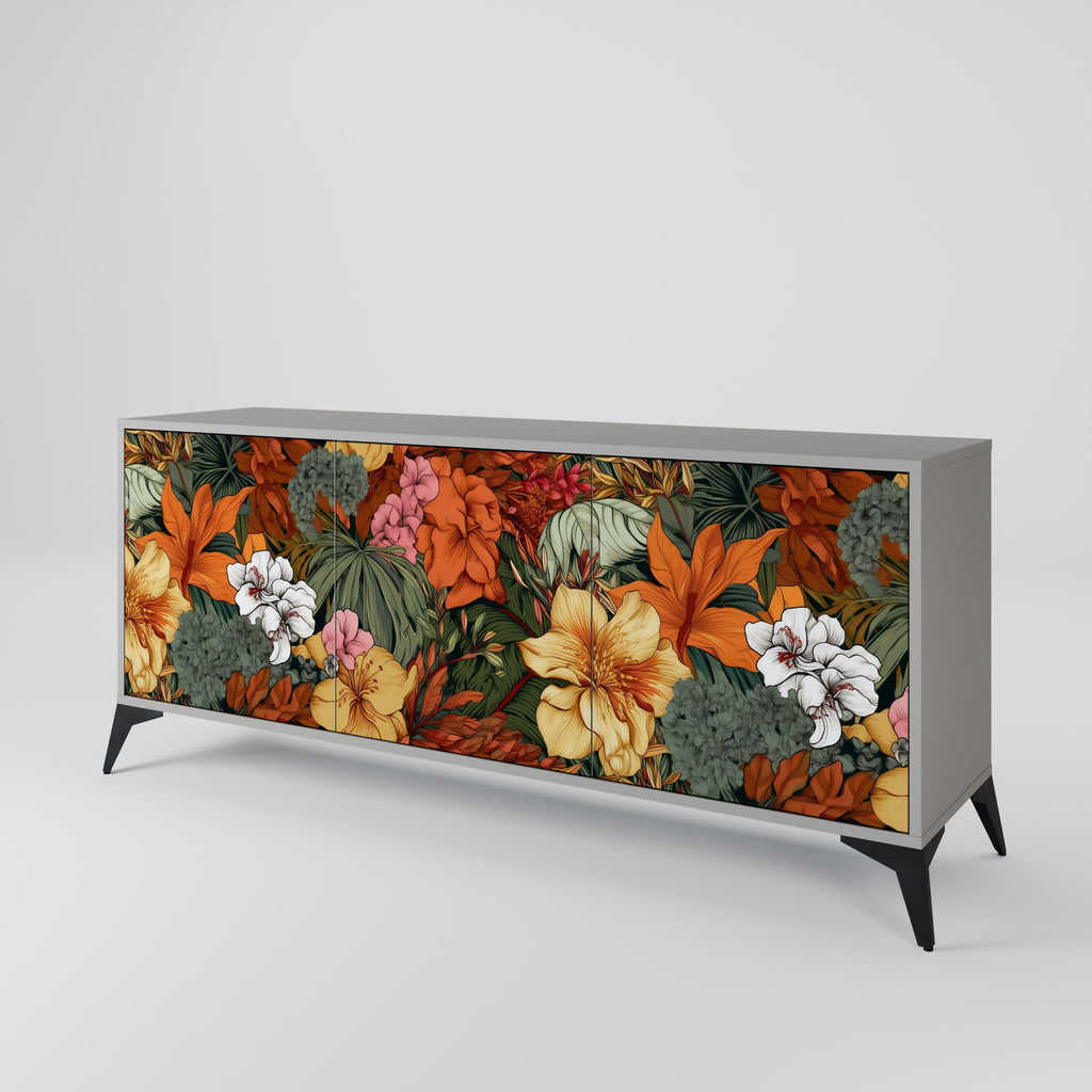 Μπουφές RADIANT FLORA με 3 πόρτες σε γκρι φινίρισμα