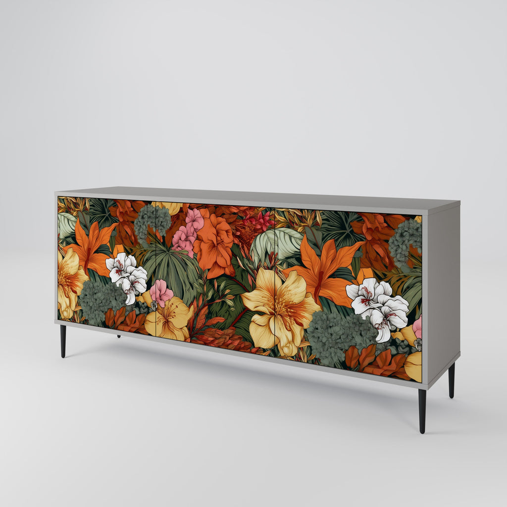 Μπουφές RADIANT FLORA με 3 πόρτες σε γκρι φινίρισμα
