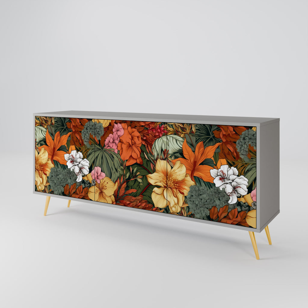 Μπουφές RADIANT FLORA με 3 πόρτες σε γκρι φινίρισμα