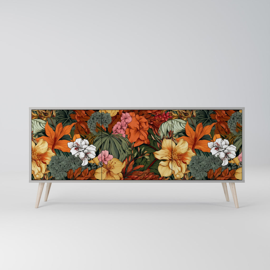 Μπουφές RADIANT FLORA με 3 πόρτες σε γκρι φινίρισμα