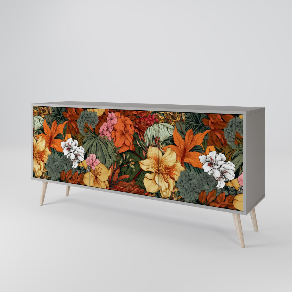 Μπουφές RADIANT FLORA με 3 πόρτες σε γκρι φινίρισμα