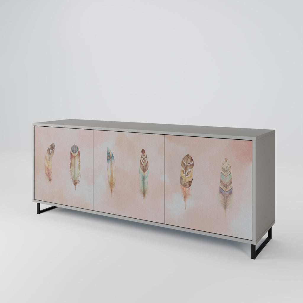 THE DELIQUESCE 3-Door Sideboard in Grey Finish