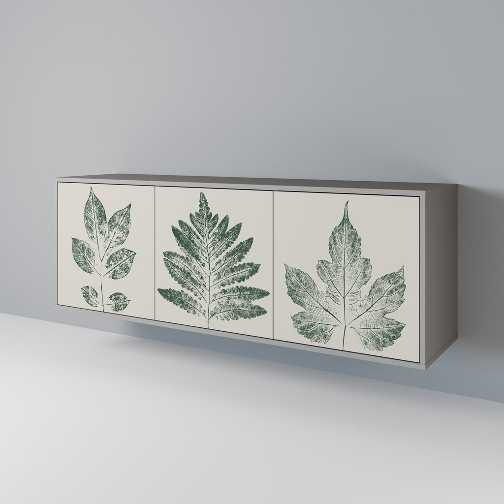 Μπουφές GREEN LEAFY STAMPS με 3 πόρτες σε γκρι φινίρισμα