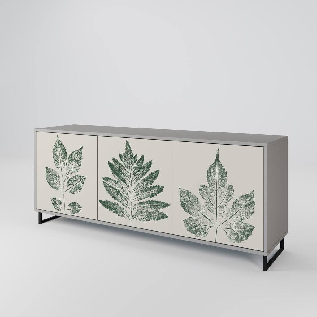 Μπουφές GREEN LEAFY STAMPS με 3 πόρτες σε γκρι φινίρισμα
