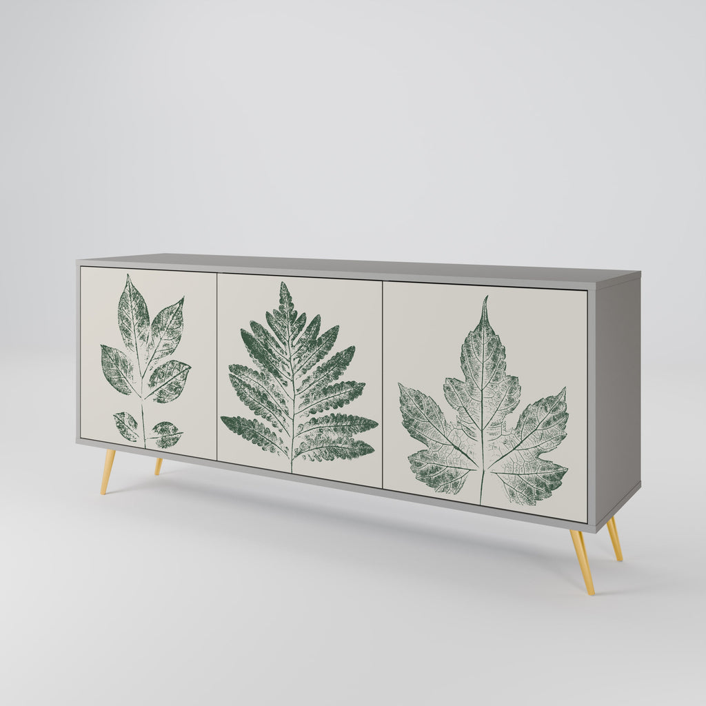 Μπουφές GREEN LEAFY STAMPS με 3 πόρτες σε γκρι φινίρισμα