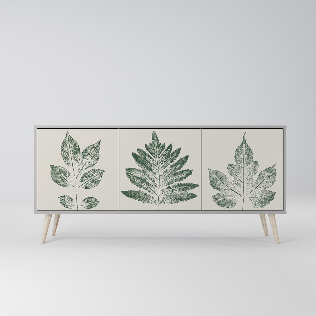 Μπουφές GREEN LEAFY STAMPS με 3 πόρτες σε γκρι φινίρισμα
