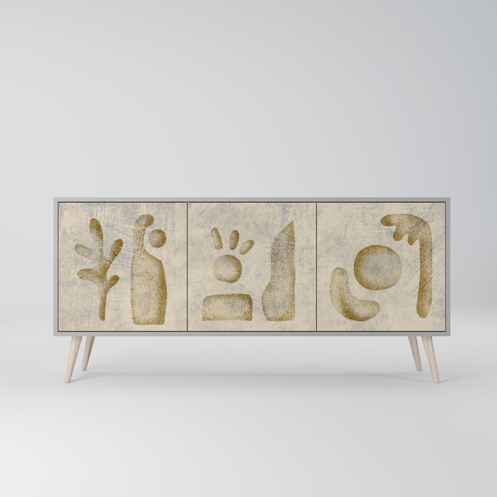 SAND SCULPTURES 3-Door Sideboard in Grey Finish