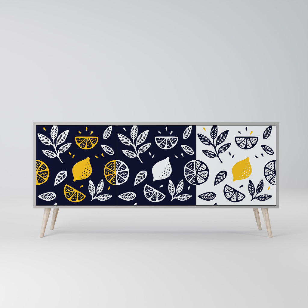 CITRUS BLACK AND WHITE 3-Door Sideboard in Grey Finish