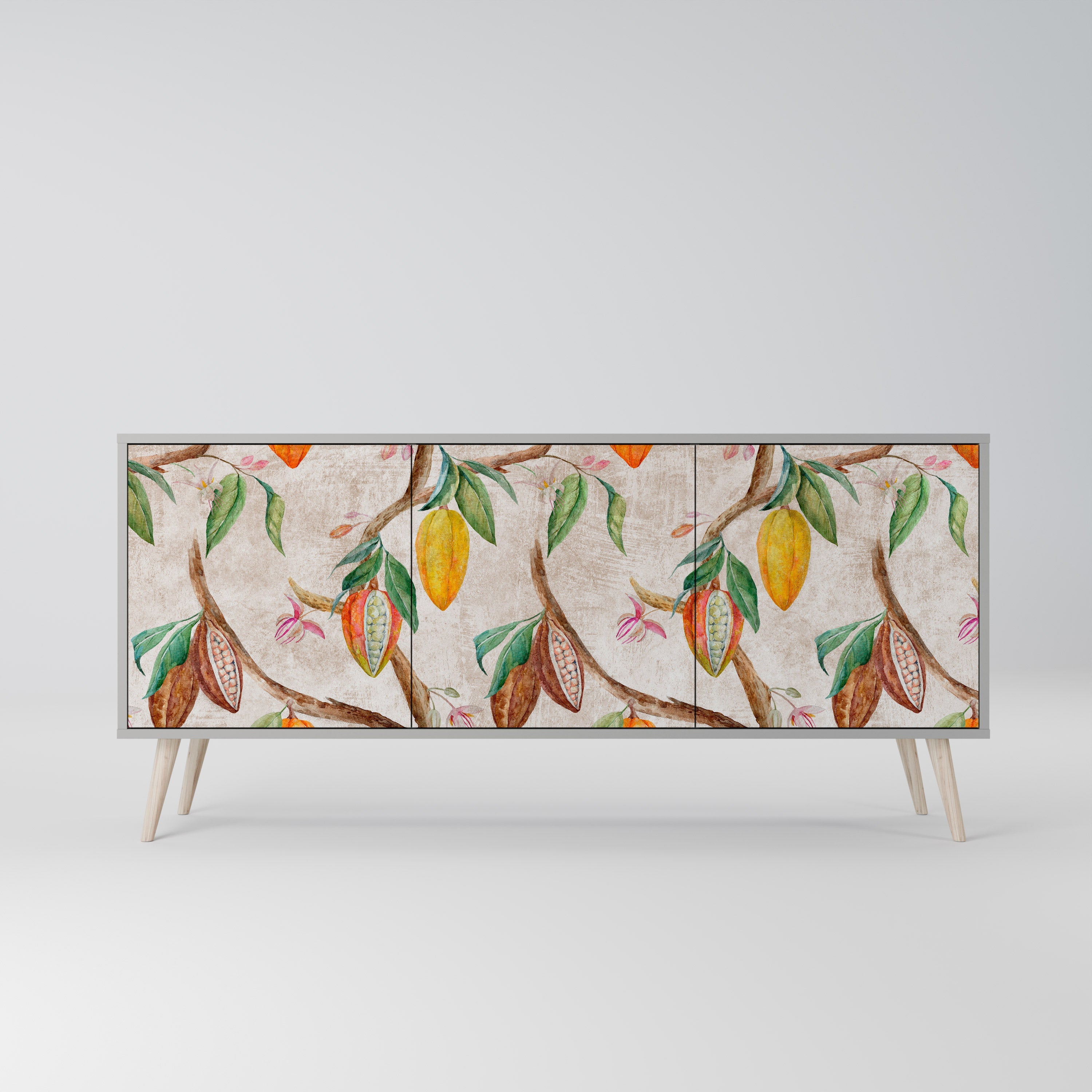 COCOA FRUITS 3-Door Sideboard in Grey Finish