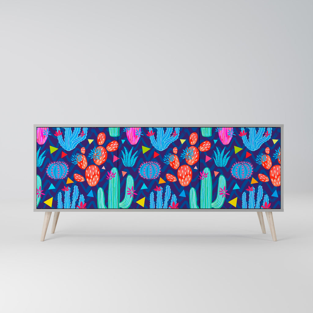 CACTUS VIBES 3-Door Sideboard in Grey Finish