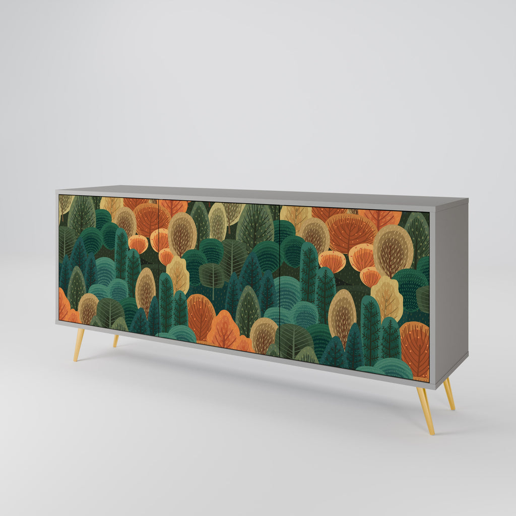 AUTUMN KALEIDOSCOPE 3-Door Sideboard in Grey Finish