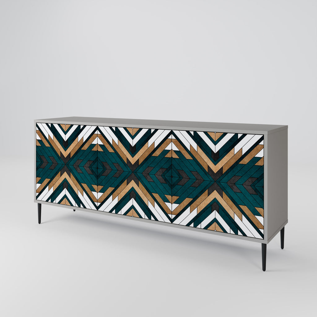 ARTISTIC GEOMETRY 3-Door Sideboard in Grey Finish