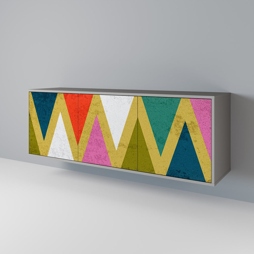 Μπουφές 3 θυρών COLORFUL TRIANGLES σε γκρι φινίρισμα