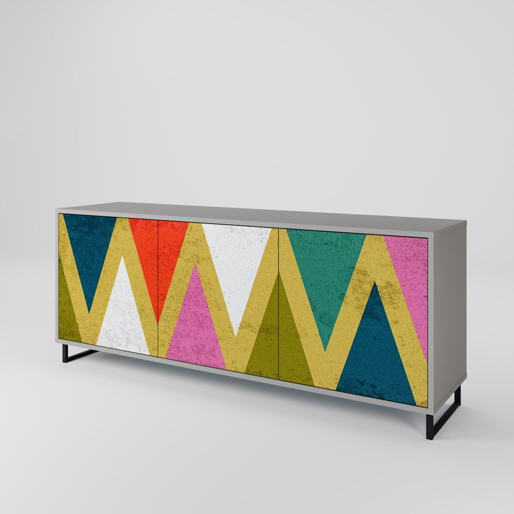 Μπουφές 3 θυρών COLORFUL TRIANGLES σε γκρι φινίρισμα