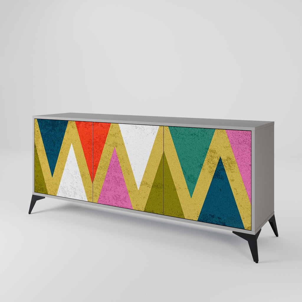 Μπουφές 3 θυρών COLORFUL TRIANGLES σε γκρι φινίρισμα