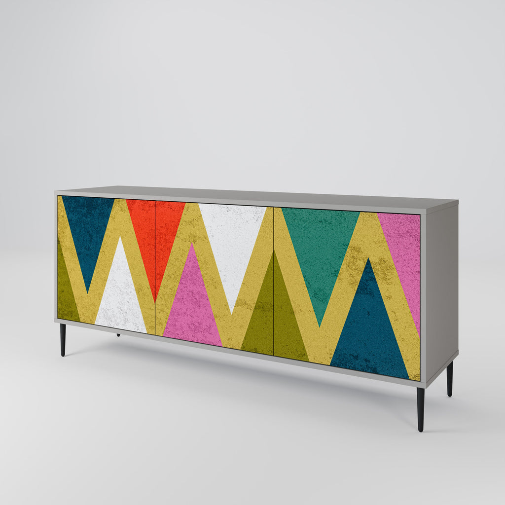 Μπουφές 3 θυρών COLORFUL TRIANGLES σε γκρι φινίρισμα