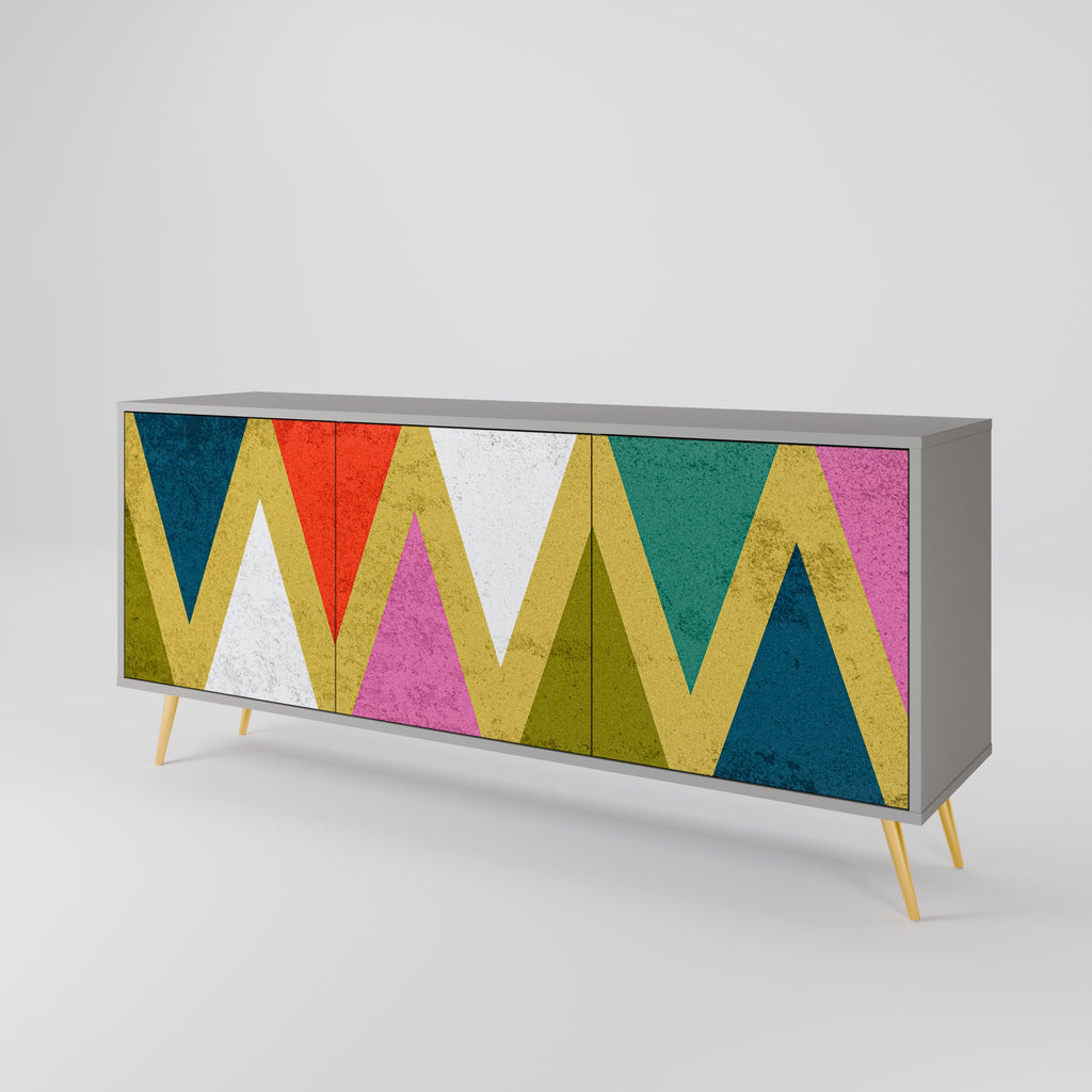 Μπουφές 3 θυρών COLORFUL TRIANGLES σε γκρι φινίρισμα