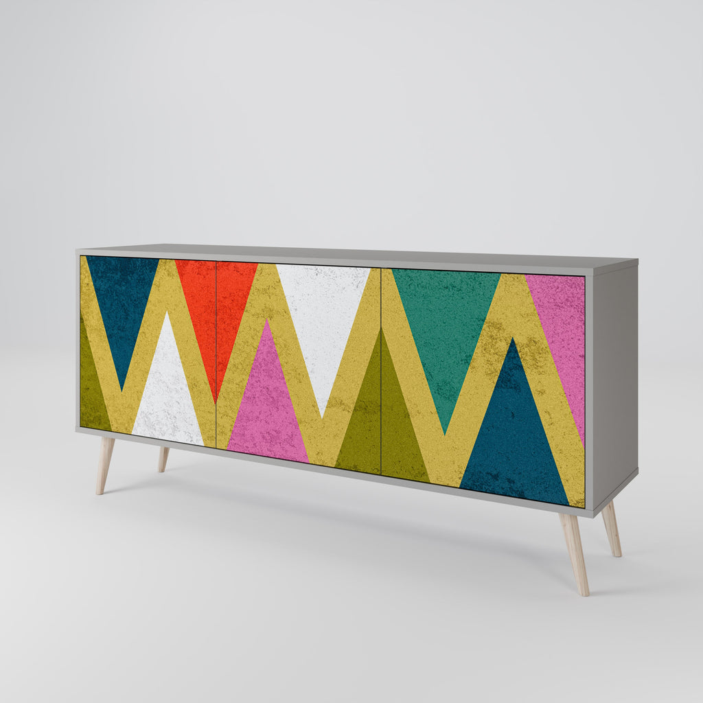 Μπουφές 3 θυρών COLORFUL TRIANGLES σε γκρι φινίρισμα