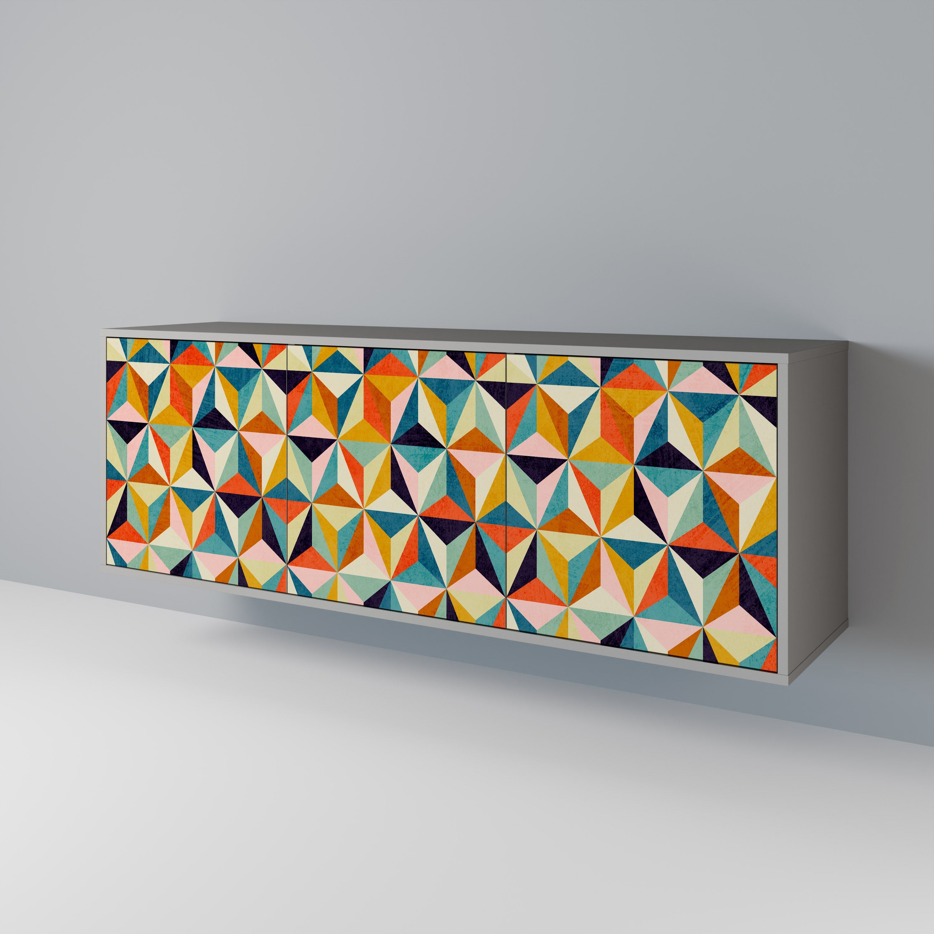 TESSELATE TREASURES 3-Door Sideboard in Grey Finish