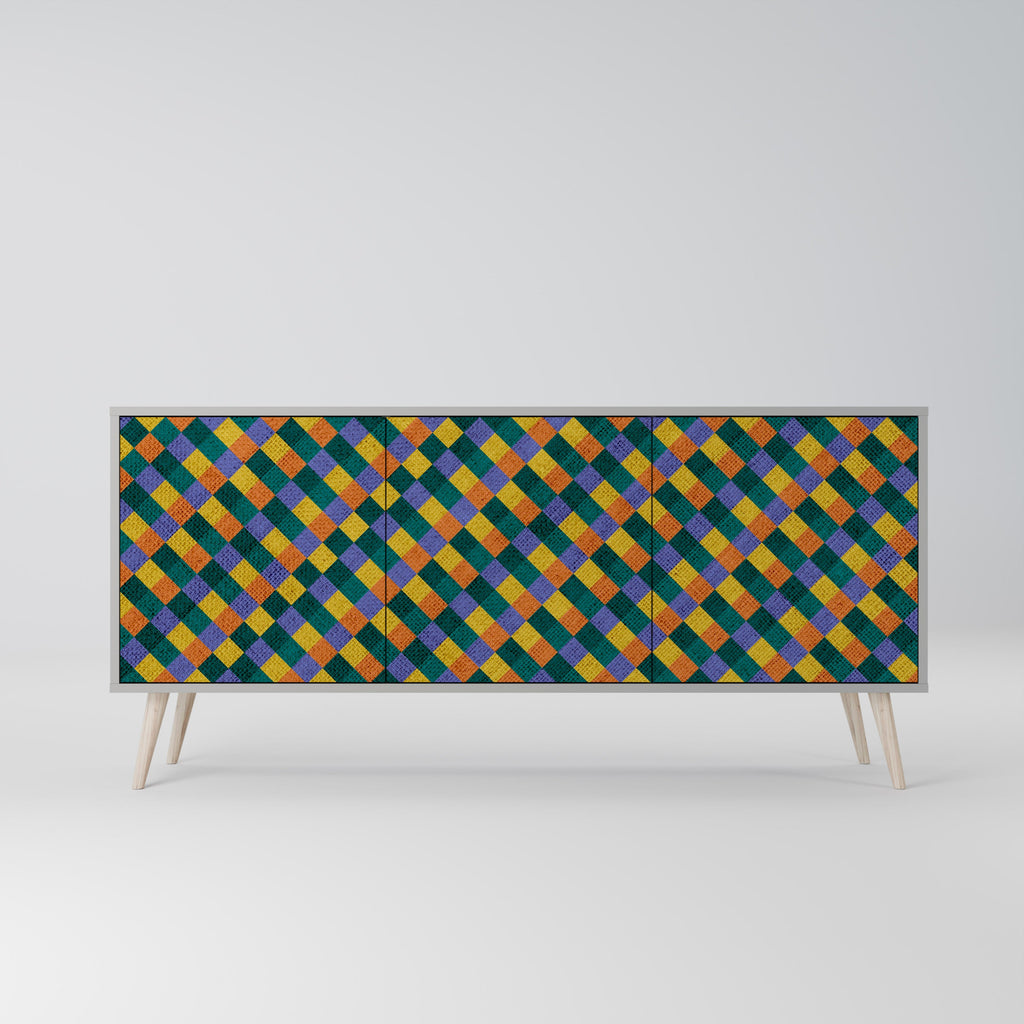 PAINTED SQUARES MIX 3-Door Sideboard in Grey Finish
