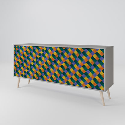 PAINTED SQUARES MIX Μπουφές 3-θυρών