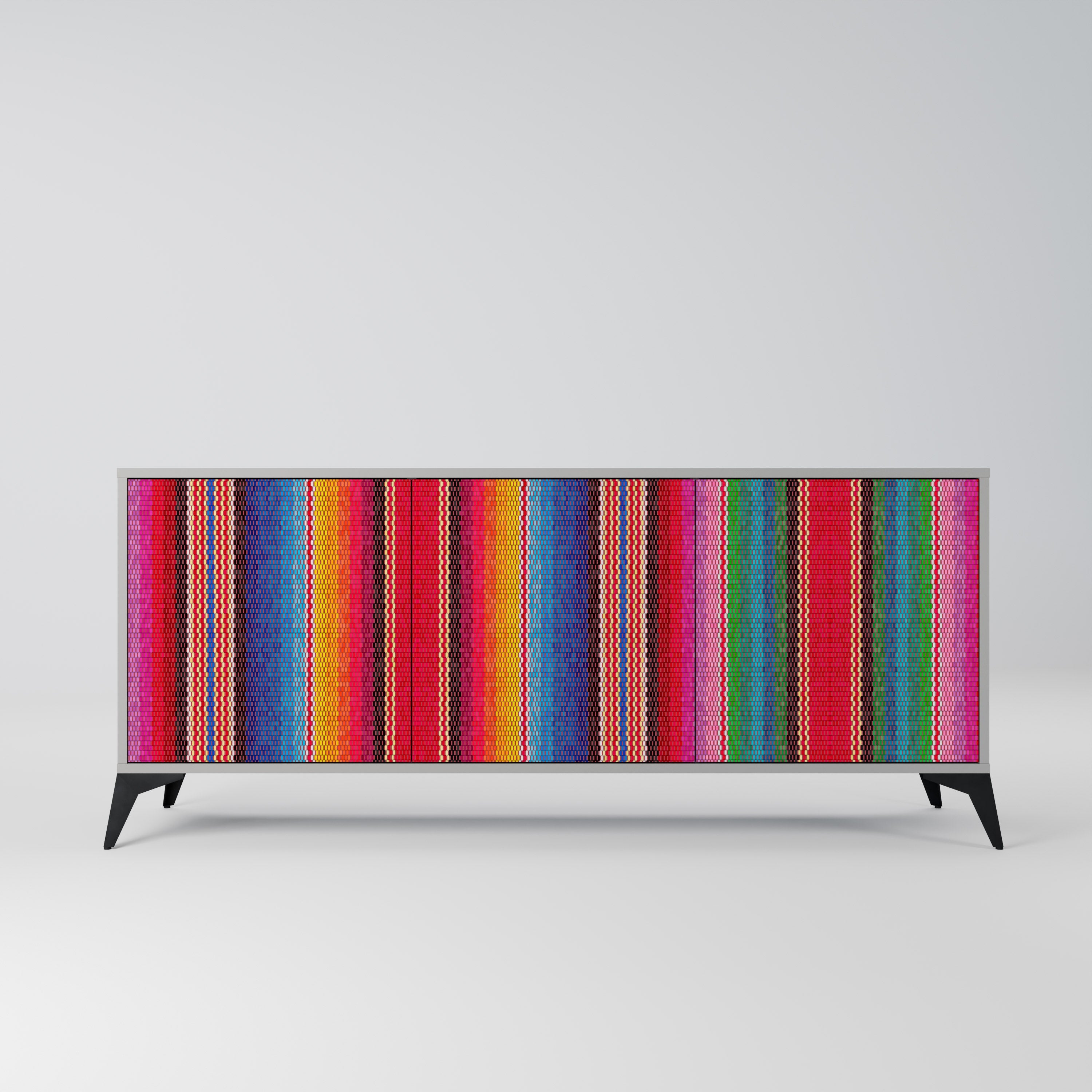 ETHNIC MEXICAN 3-Door Sideboard in Grey Finish
