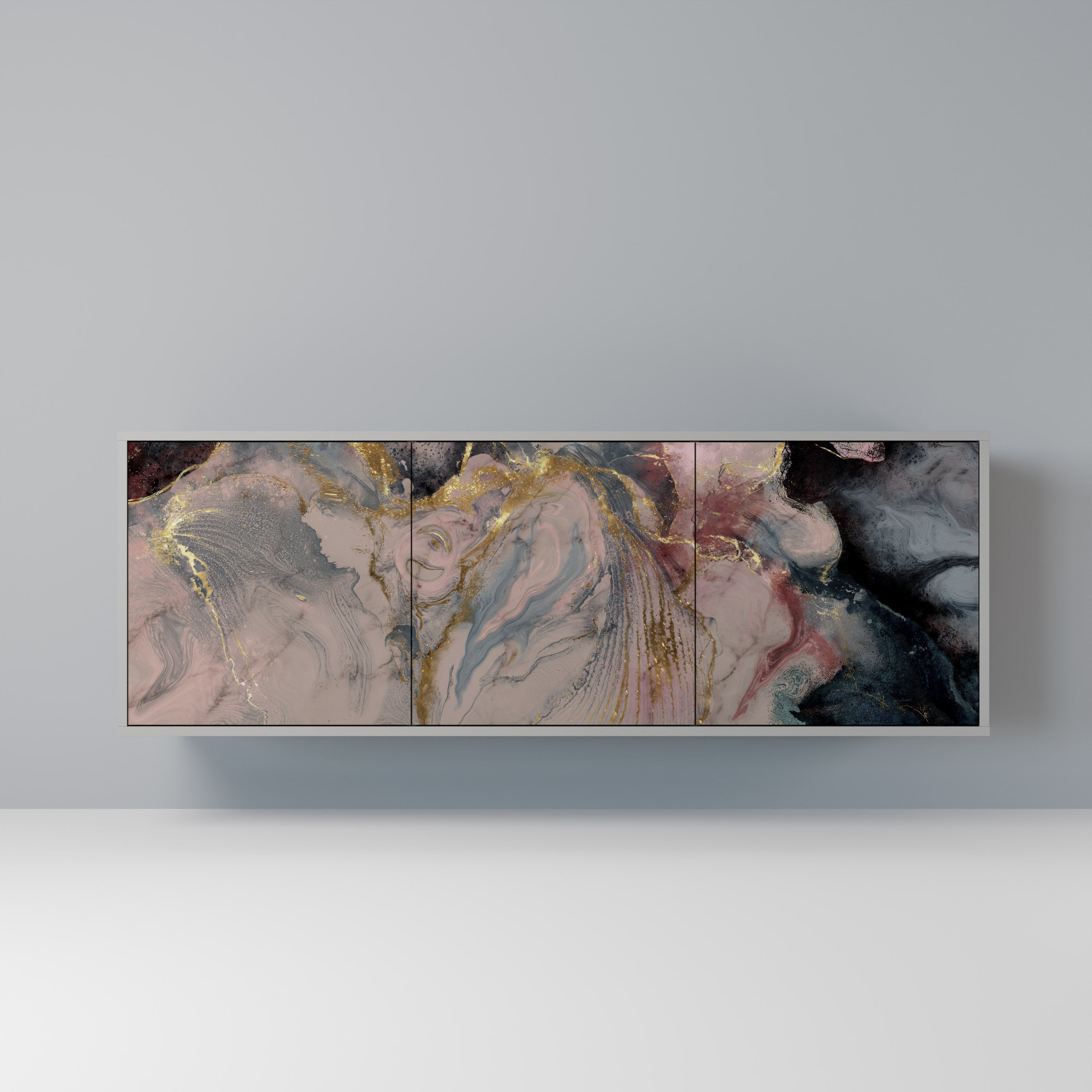 Μπουφές 3 θυρών GILDED SWIRLS σε γκρι φινίρισμα