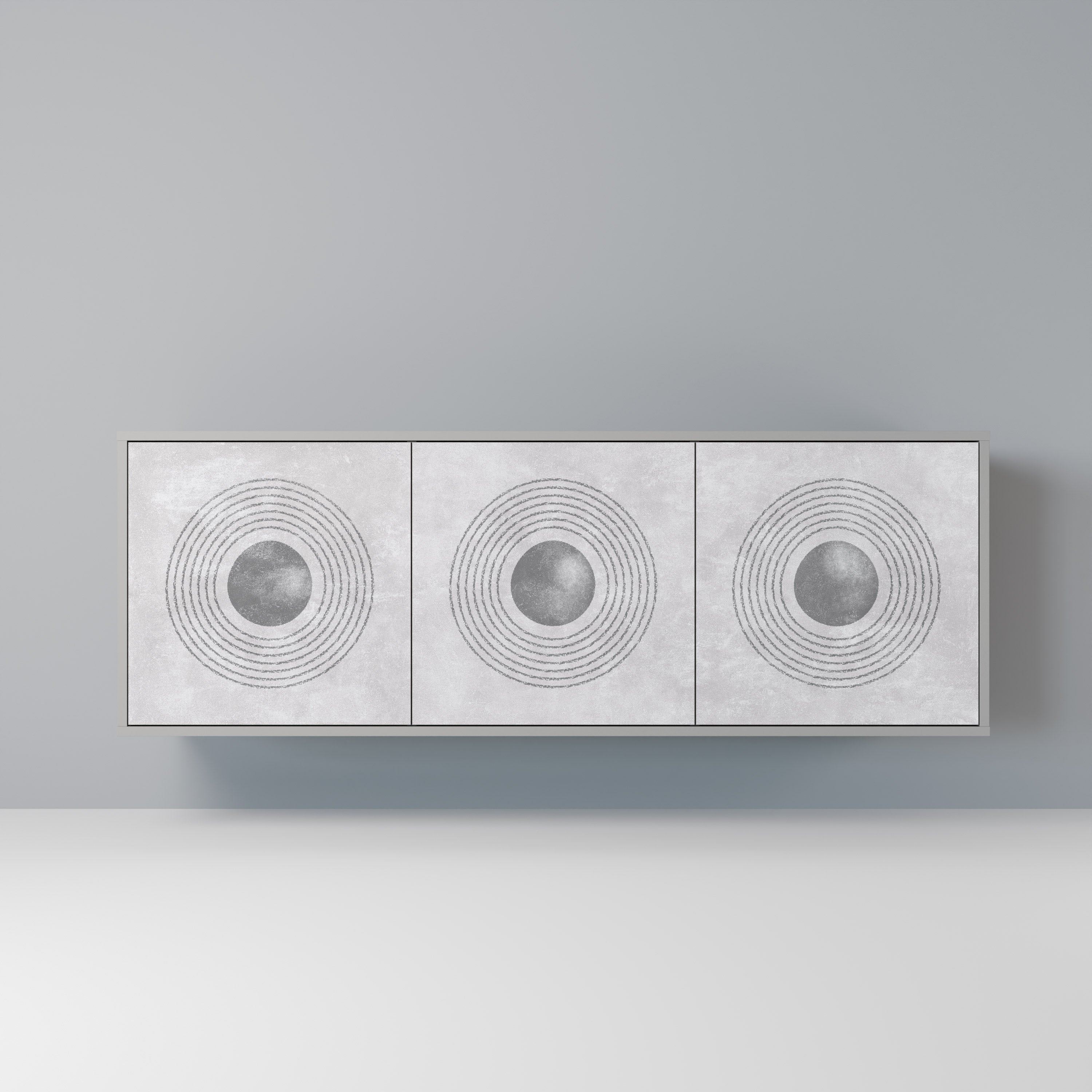 Μπουφές SOLID CIRCLES με 3 πόρτες σε γκρι φινίρισμα