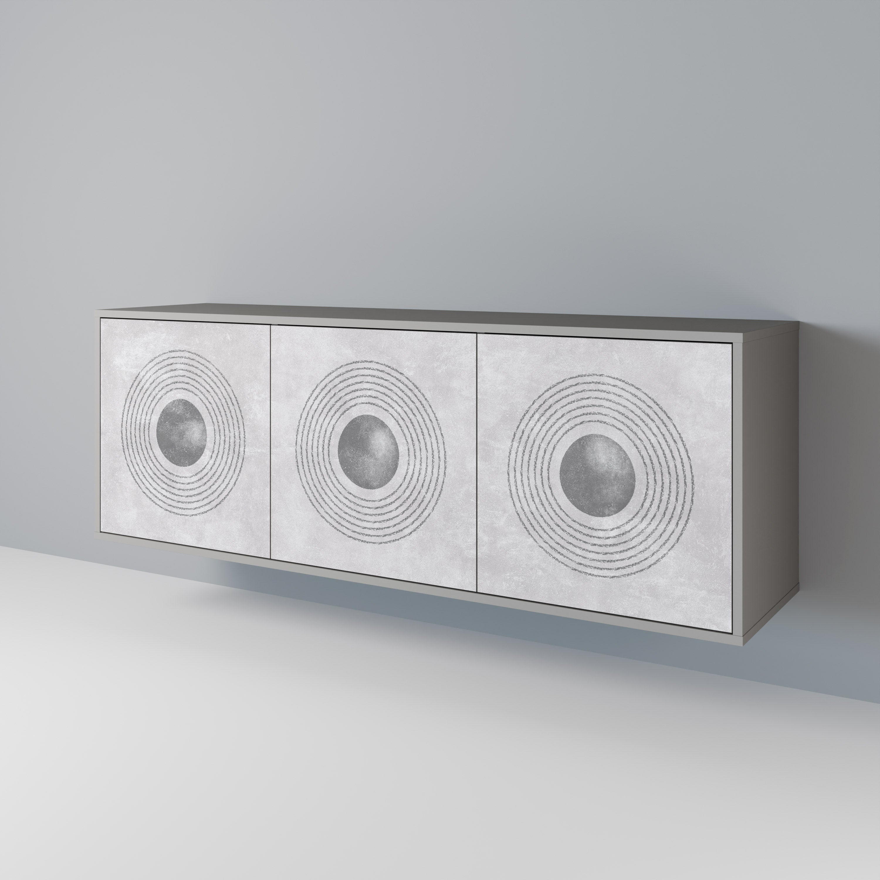 Μπουφές SOLID CIRCLES με 3 πόρτες σε γκρι φινίρισμα