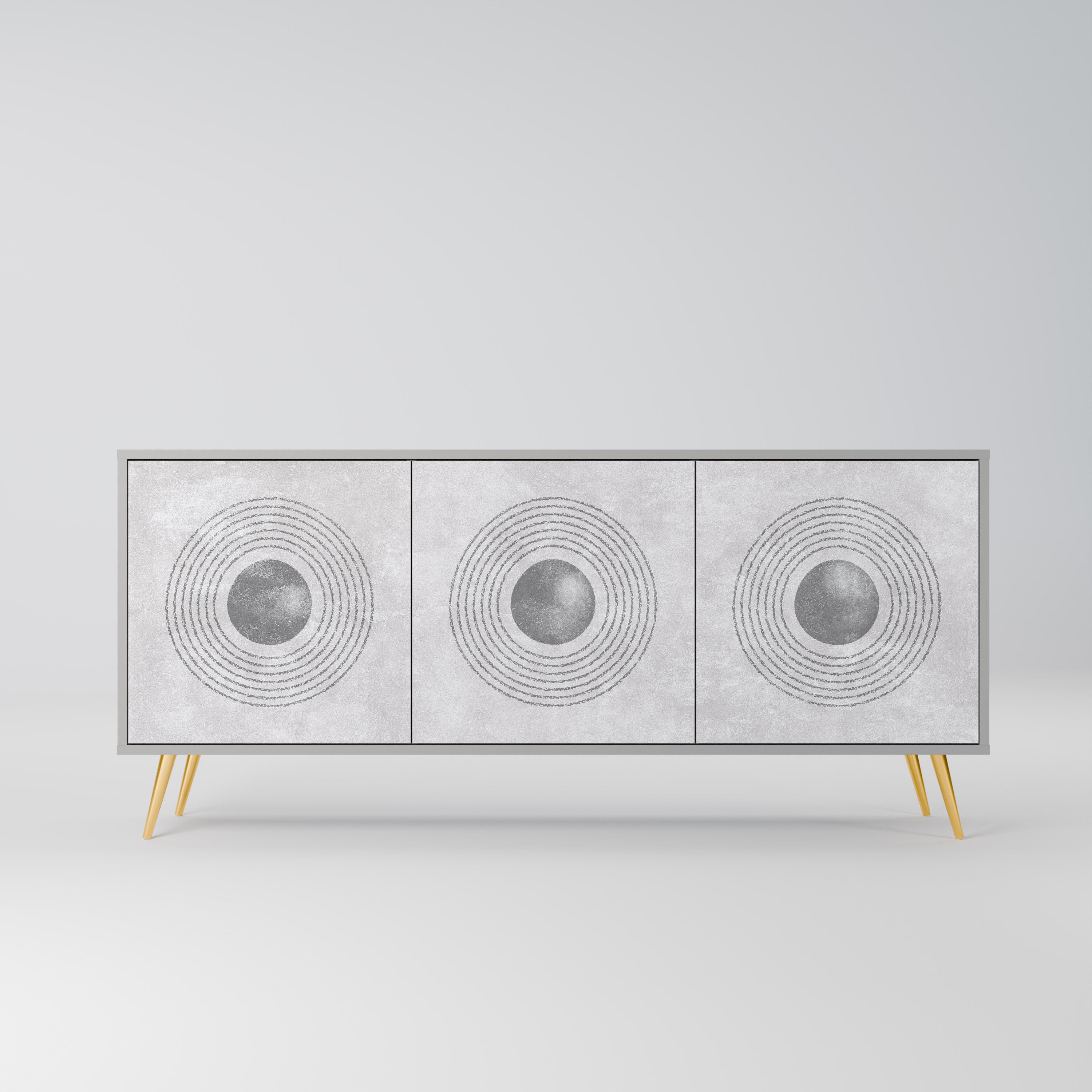 Μπουφές SOLID CIRCLES με 3 πόρτες σε γκρι φινίρισμα