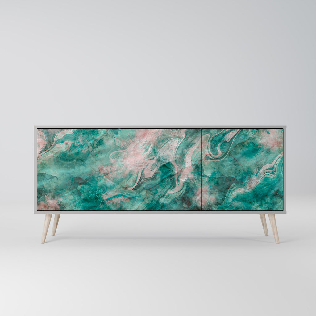 ABSTRACT ALCHEMY 3-Door Sideboard in Grey Finish