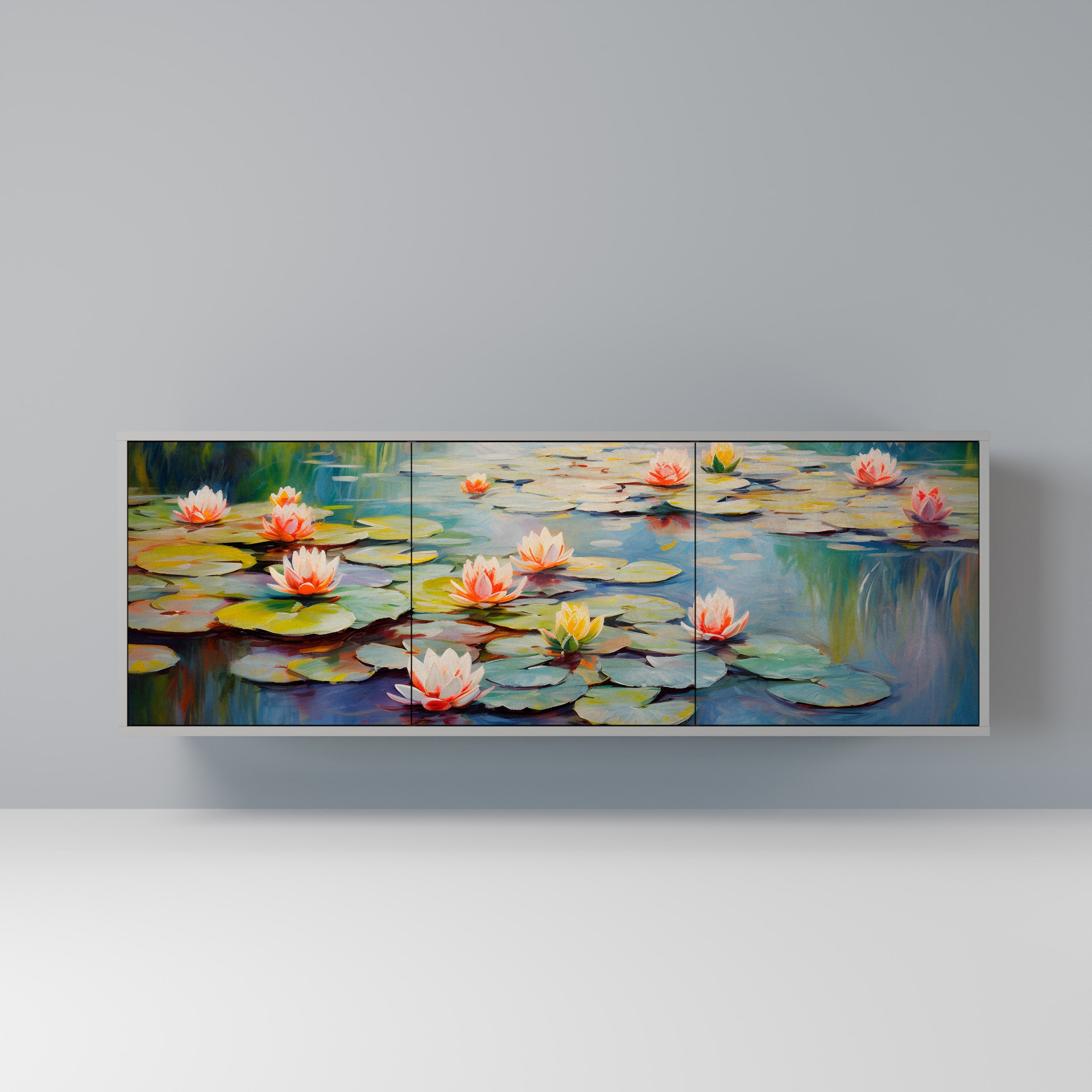 Μπουφές 3 θυρών BLOOMING WATERS σε γκρι φινίρισμα